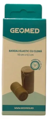Zdjęcie produktu dla Geomte, elastyczne bandaże, z klipsami, 10 cm x 4,5 m