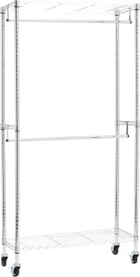 Produktbild von Famanu Kleiderständer mit Rollen und höhenverstellbar - Chrom