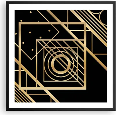 Produktbild von Gerahmtes Poster - Schwarzer Rahmen - Abstraktion Quadrat Gold - 60x60 cm - Wand Bild - Wanddeko - Wandbilder - Kunstposter - Wandposter - Bilderrahmen - Bilder - Kunstdruck - P2BAC60x60-4375