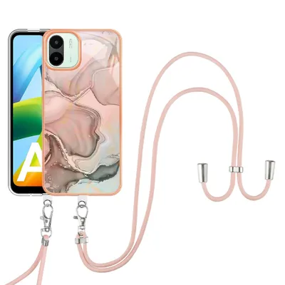Immagine prodotto di Custodia con cinturino per Xiaomi Redmi A1, paraurti in TPU a fantasia, custodia protettiva con cinturino regolabile Crème