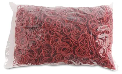 Immagine prodotto di ARTICOLI DA UFFICIO: Elastici. Diametro: 25 mm. Colore: Rosso. Peso: 1000 g - 1 kg