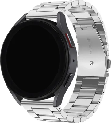 Produktbild von BALR Stahlband 20mm - Passend für Samsung Galaxy Watch 7 / 6 / 5 / 4, Watch Classic, Active, Huawei GT 3 / Pro, Amazfit GTS / Bip, Polar Ignite / Unite / Pacer - Luxus Metallarmband - Silber - Faltschließe