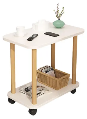 Imagen del producto de Mesa auxiliar con ruedas - Carrito de almacenamiento de 2 niveles