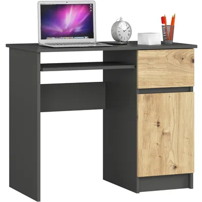 Produktbild von PC-Schreibtisch AKORD PIKSEL Graphitgrau, Eiche Artisan B90 x H77 x T50 cm