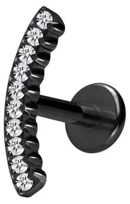 Produktbild von Ohrpiercing, Nasenpiercing Titan Labret mit Innengewinde KRISTALLBOGEN Schwarz Stablänge: 10mm | Stabstärke: 1,2mm