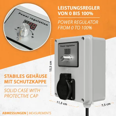 Produktbild von Leistungsregler Dimmer 3500Watt Zwischenstecker Drehzahlregler Spannungsregler DRA3500AP
