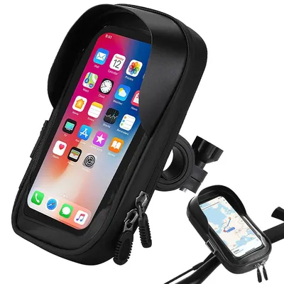Produktbild von Fahrradlenkertasche Handyhalter Smartphonehalter - Wasserdicht - 360 Grad drehbar - Touchscreen-bedienbar - Schwarz - Für Lenker und Fahrrad