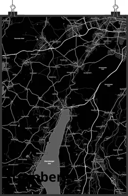 Produktbild von Mr. & Mrs. Panda Bild Starnberg DIN A2 - Geschenk, wanddeko, Kunstdruck, Plakat, drucke, Stadt Dorf Karte Landkarte Map Stadtplan, Deko