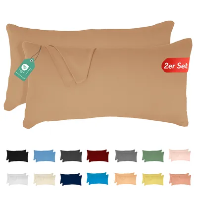 Produktbild von Jersey Kissenbezug 2er Set 40x40 cm 100% Baumwolle Beige