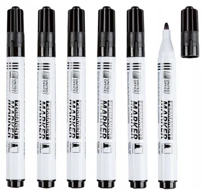 Produktbild von Crelando Permanentmarker 6er Pack schnell trocknend permanent Wischfest wasserfest Rund Schwarz