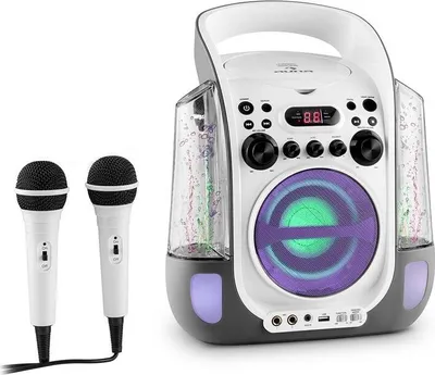 Produktbild von Kara Liquida Karaokeanlage CD USB MP3 Wasserstrahl LED 2x Mikrofon mobil