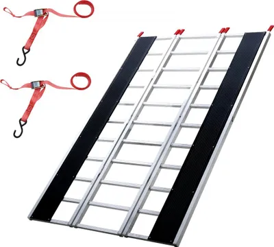 Produktbild von Klapprampe aus Aluminium - Dreifach-Entladung - 680 kg Tragfähigkeit - Laderampe für Autorampen - Faltbare Rampe