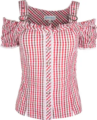 Produktbild von Trachtenbluse Fumio Kurzarm Karo rot 36