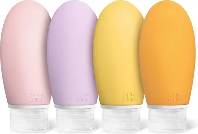 Produktbild von Reiseflaschen Set 4x 100 ml, Auslaufsicher, Nachfüllbar, BPA-frei, TSA-