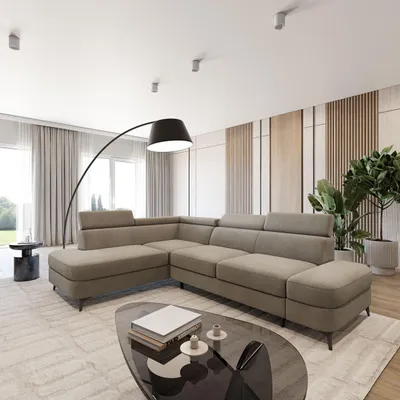 Produktbild von Masseno Ecksofa AVISE MV L-S mit Schlaffunktion L-Form, Sofa mit Bettkasten, Wohnzimmersofa, Couch, Soffa, Bettsofa, Couchgarnitur- Beige, MATT VELVET 09