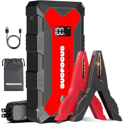 Immagine prodotto di Powerbank di avviamento Starthilfe 4000A a 12V per autovetture (fino a 9 litri di benzina/8,5 litri di diesel), con torcia a LED e ricarica rapida USB 3.0