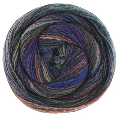 Produktbild von Lana Grossa GOMITOLO INTENSO 200 g Dochtgarn mit unregelmäßigem Ringeleffekt 700 m Farbe 231 - Dunkelgrau/Dunkel-/Graublau/Petrol/Rosenholz/Blauviolett