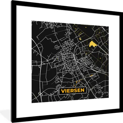 Produktbild von MuchoWow® Gerahmtes Poster Viersen - Gold - Stadtplan - Karte - Deutschland 40x40 cm - Poster mit Schwarzem Bilderrahmen Wandposter Rahmen Foto Bilder - Poster - Plakat im Rahmen