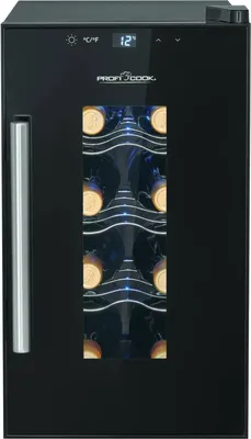 Produktbild von ProfiCook® Weinkühlschrank für 8 Flaschen, Getränkekühlschrank mit UV-beständiger Glastür, mit LED-Beleuchtung u. 4 Lagerebenen davon 3 herausnehmbar, Bereich: 11-18°C, 23L - PC-WK 1232