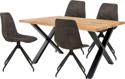 Produktbild von Toulon Essgruppe 1 Esstisch Eiche und 4 Stühle grau.