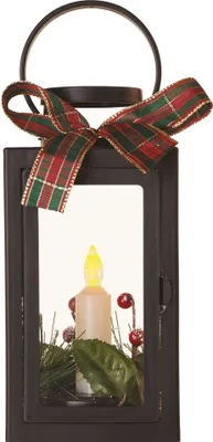 LED Deko – Weihnachtslaterne mit Kerze, schwarz, 20 cm, 3x AAA, Innen, Vintage