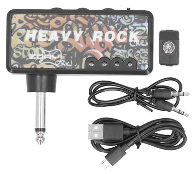 Image de Amplificateur pour casque de guitare électrique et basse, avec adaptateur de câble audio et accessoire de charge USB