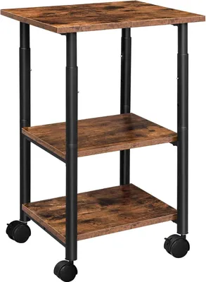 Immagine prodotto di Tavolo per stampante con ruote bloccabili e 3 livelli, regolabile in altezza 48,5 x 40 x 67 cm