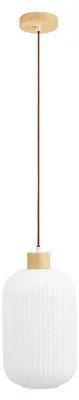 Image de Argalo Lampe Suspension Verre et Bois Blanc ø20 cm