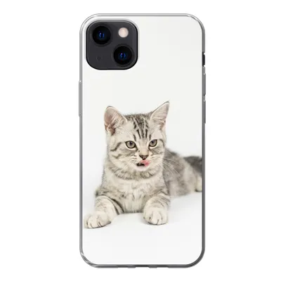 Produktbild von MuchoWow® Handyhülle Schutzhülle Hülle für iPhone 13 Kitten - Weiß - Sohle - Mädchen - Kinder - Jungen - Kind Silikon Softcase Handy Hülle - Karteninhaber