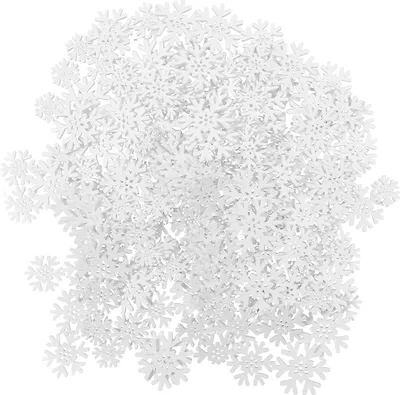 Immagine prodotto di 200 pezzi dischi di legno a fiocco di neve, 20 mm, 25 mm, 30 mm, 35 mm, ornamenti natalizi bianchi per l'artigianato fai-da-te, decorazioni