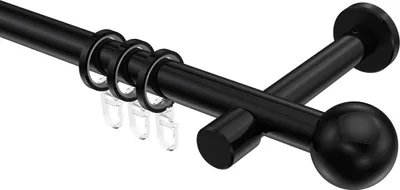 Produktbild von Interdeco Gardinenstange / Vorhangstange Schwarz, Typ Prestige Luino (Kugel), 20 mm Ø 1-läufig, 220 cm