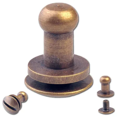 20 Knopfschraubnieten, 4,5 mm, Messing Antik