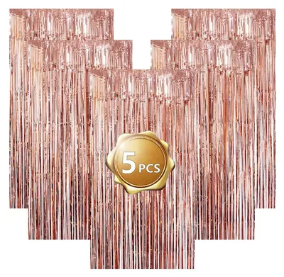 Produktbild von Lametta-Vorhang, rosa, glitzernd, 5 Stück, für festliche Dekoration
