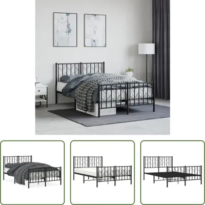 Produktbild von The Living Store Bettgestell mit Kopf- und Fußteil Metall Schwarz 120x190 cm