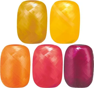 Produktbild von 5 Rollen Geschenkbänder Schleifenband Kräuselband rot gelb