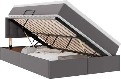Produktbild von vidaXL Aufbewahrungsbett mit Matratze Grau 120 x 190 cm Kunstleder