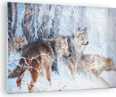 Produktbild von Bilder auf glas - Wolf Tier Wald - 70x50cm - Glasbilder - Wandbilder - Kunstdruck - zum Aufhängen bereit - Wanddekoration aus Glas - Glas Bilder - Wandbild auf Glas - Einteilig - GAA70x50-3770