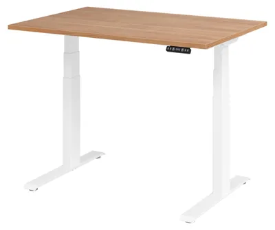 Image de Bureau réglable en hauteur XDKB | 2-moteurs | 120 - 180 cm | électrique, Dimension plateau:120 x 80 cm, Couleur plateau:Noyer, Couleur piétement:Blanc
