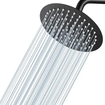 Produktbild von Regendusche Duschkopf 20cm Rund Mattschwarz Edelstahl 304 Wassersparend Anti-Verstopfungs-Düsen