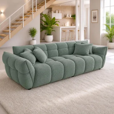 Produktbild von riess-ambiente Sofa CLOUD 260cm salbei Bouclé XXL Bigsofa Federkern inkl. Kissen