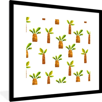 Produktbild von MuchoWow® Gerahmtes Poster Dschungel - Design - Palme 40x40 cm - Poster mit Schwarzem Bilderrahmen Wandposter Rahmen Foto Bilder - Poster - Plakat im Rahmen
