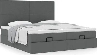 Obrázok produktu pre Osmanský rám postele s matracmi tmavosivá 160x200 cm látka