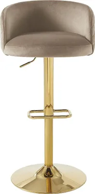 Produktbild von Barhocker aus Velours und goldenem Metall - Verstellbare Höhe - Beige - PERLANITA by Pascal Morabito
