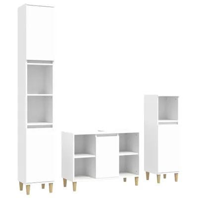 Produktbild von vidaXL 3-tlg. Badmöbel-Set Weiß Holzwerkstoff
