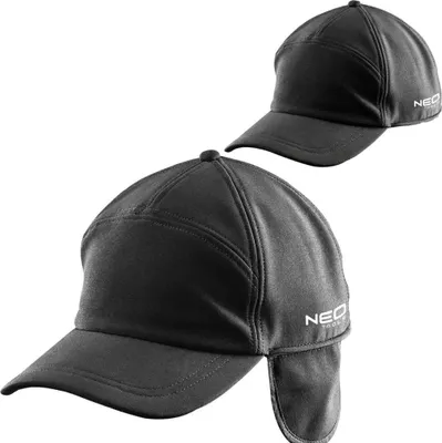 Image de NEO TOOLS Casquette de base-ball - Casquette de base-ball homme et femme - Casquette plate - Casquette de base-ball élégante pour homme - Noir avec protège-oreilles