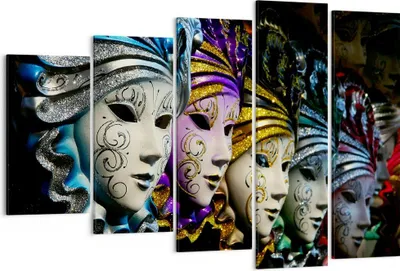 Produktbild von Bild auf Leinwand - Leinwandbild - Abstrakt Maske Feder Festival - 150x100cm - Wand Bild - Wanddeko - Leinwanddruck - Bilder - Kunstdruck - Leinwand bilder - Wandkunst - EG150x100-2105