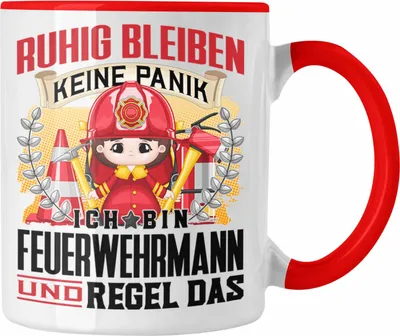 Produktbild von Trendation - Feuerwehrmann Tasse Geschenk Lustiger Spruch Männer Ruhig Bleiben Feuerwehrmann Geschenkidee (Rot)