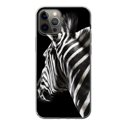 Produktbild von MuchoWow® Handyhülle Schutzhülle Hülle für iPhone 12 Pro Zebra - Tier - Schwarz - Porträt Silikon Softcase Handy Hülle - Abdeckung