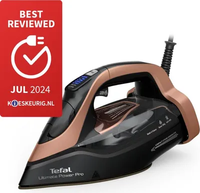 Produktbild von Tefal Ultimate Power Pro FV9E50, Trocken- & Dampfbügeleisen, Durilium AirGlide Autoclean soleplate, 2 m, 300 g/min, Schwarz, Kupfer, 85 g/min