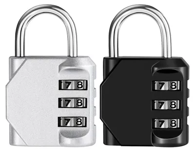 Image de Cadenas numériques à 3 chiffres, lot de 2, couleur noire et argentée, alliage de zinc, diamètre du corps de 3,5 mm